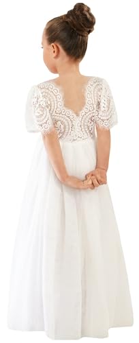 2Bunnies Girl Peony Lace Back A-Line Straight Tutu Tulle Party Flower Girl Dress