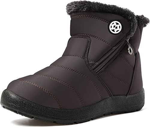 Hsyooes Womens Warm Fur Lined Winter Snow Boots