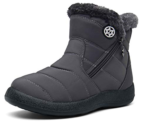Hsyooes Womens Warm Fur Lined Winter Snow Boots Waterproof Ankle Boots Outdoor Booties Comfortable Shoes for Women