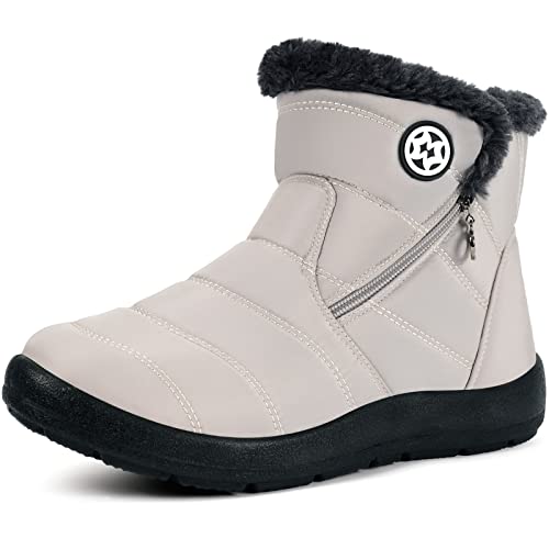 Hsyooes Womens Warm Fur Lined Winter Snow Boots