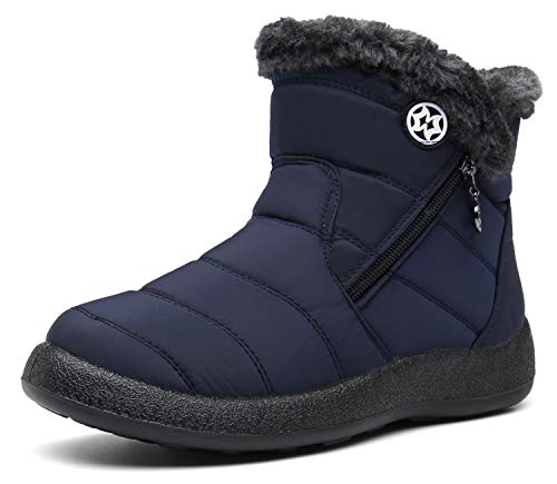 Hsyooes Womens Warm Fur Lined Winter Snow Boots Waterproof Ankle Boots Outdoor Booties Comfortable Shoes for Women