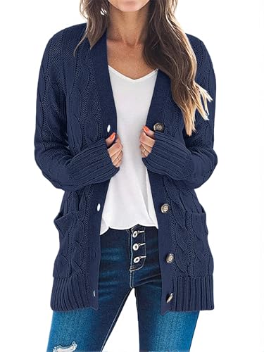 MEROKEETY Cable Knit Cardigan