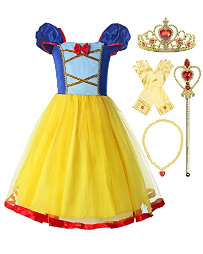 ReliBeauty Girls Elastic Waist Backless Princess Dress Costume, Yellow,100