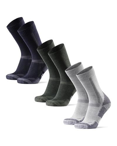 DANISH ENDURANCE Merino Wool Hiking Crew Socks for Men & Women, Cushioned Anti-Blister, Breathable - 3 Pairs
