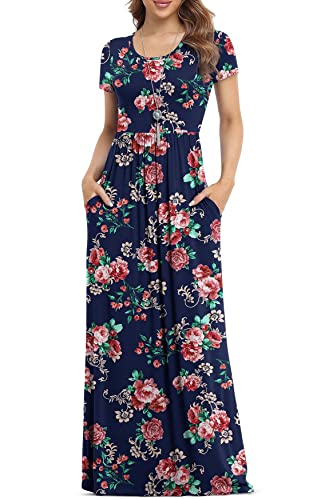 VIISHOW Women Short Sleeve Casual Maxi Dresses with Pockets