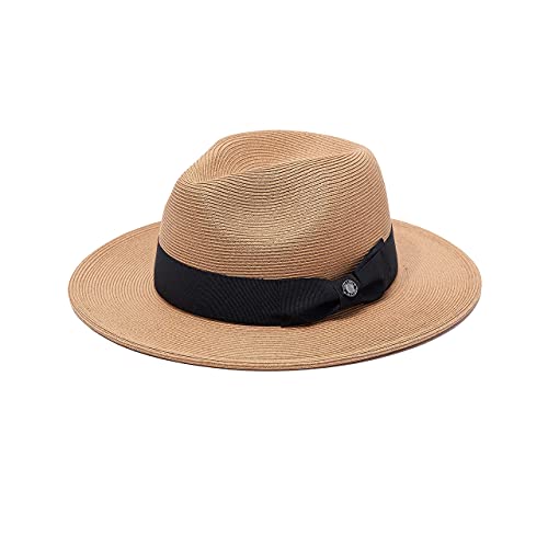 Pineapple&Star Sun Straw Fedora Beach Hat Fine Braid UPF50+ for Unisex