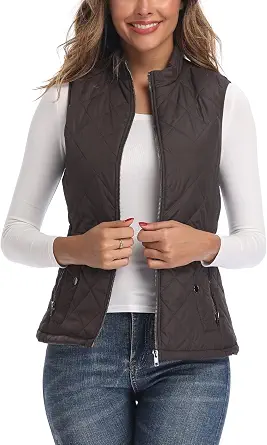 LONGKING Women's Outwear Vest - Stand Collar Lightweight Zip Quilted Vest for Women