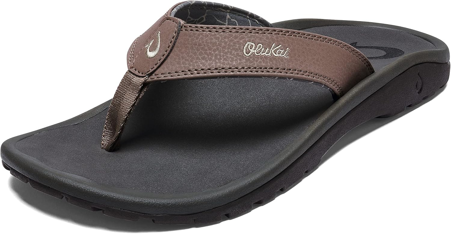 OLUKAI Ho'opio Hau Women's Beach Sandals, Quick-Dry Flip-Flop Slides, Water Resistant Suede Lining & Wet Grip Soles, Soft Comfort Fit & Arch Support