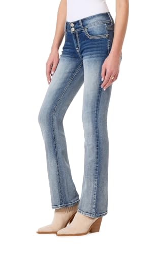 WallFlower Luscious Curvy Bootcut Jeans for Women, Mid-Rise Insta Stretch Denim, Size-Inclusive Juniors Jeans, Sizes 0 to 24