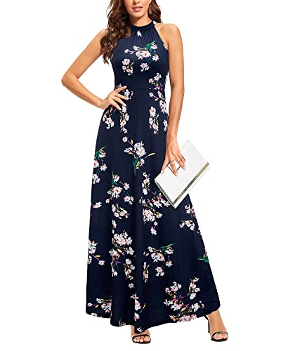STYLEWORD Women's Summer 2025 Maxi Dress Floral Halter Neck