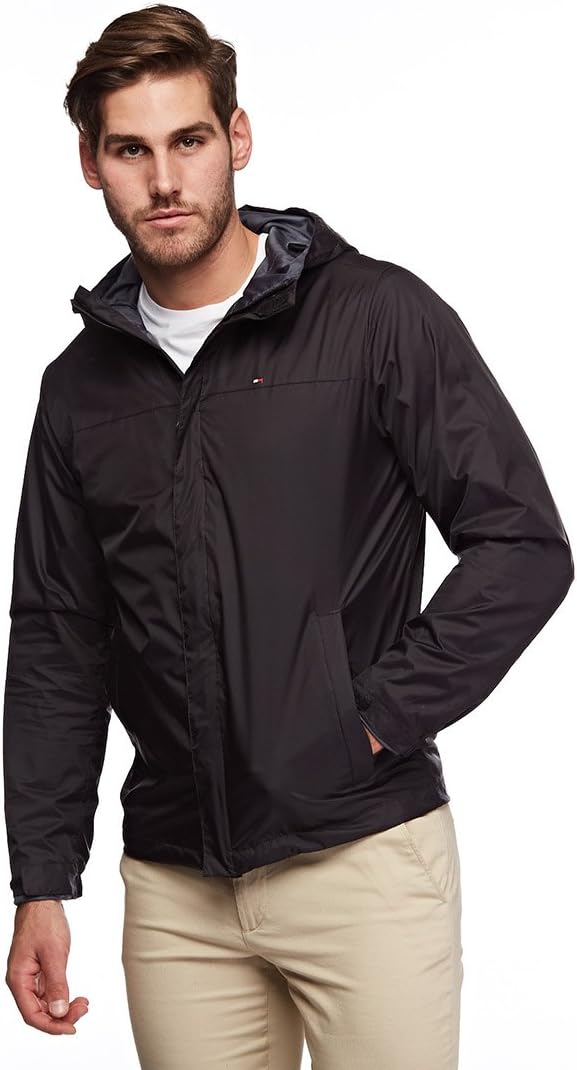 Tommy Hilfiger Men's Lightweight Breathable Waterproof Hooded Jacket