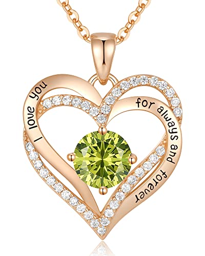 CDE Forever Love Heart Necklaces for Women, Wedding Anniversary, Birthday Mothers Day Gifts for Mom, Mother, Wife, Girlfriend, S925 Silver Jewelry with Birthstone Pendant