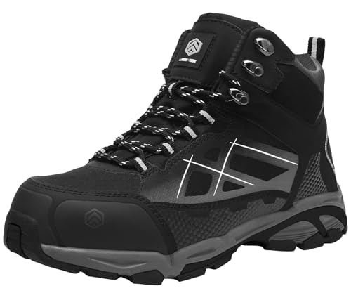 LARNMERN Steel Toe Boots Men, Non Slip Work Puncture Proof Safety Boot, Industrial Construction Comfortable Outdoor Hiking Military Tactical Shoes