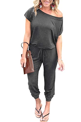 PRETTYGARDEN Jumpsuits for Women 2025 Dressy Casual Off Shoulder Romper Outfits Spring Vacation Travel Summer Lounge Clothes