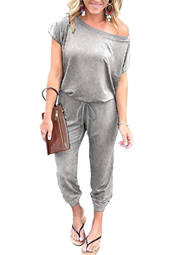 PRETTYGARDEN Jumpsuits for Women 2025 Dressy Casual Off Shoulder Romper Outfits Spring Vacation Travel Summer Lounge Clothes