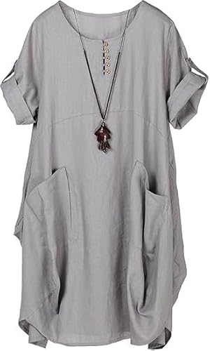 Minibee Women's Ruffle Oversize Casual Midi Dresses with Pockets