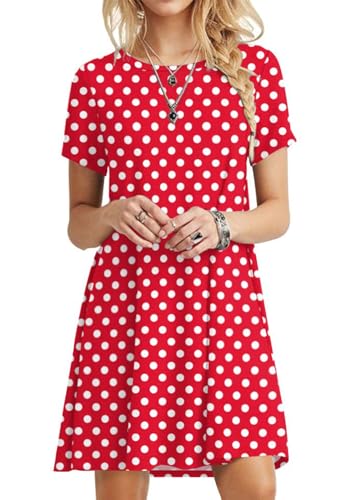 POPYOUNG Women's Summer Casual T-Shirt Dress Short Sleeve Beach Dress