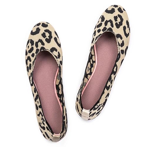 Frank Mully Womens Ballet Flat Shoes Knit Dress Shoes Round Toe Slip On Ballerina Flats for Woman Low Wedge Comfort Soft