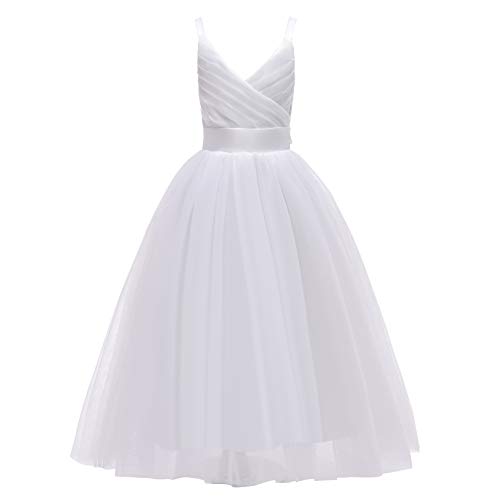 Glamulice Flower Girls Spaghetti Strap Tulle Dress Long A Line Wedding Pageant Dresses Princess Birthday Party Ball Gown