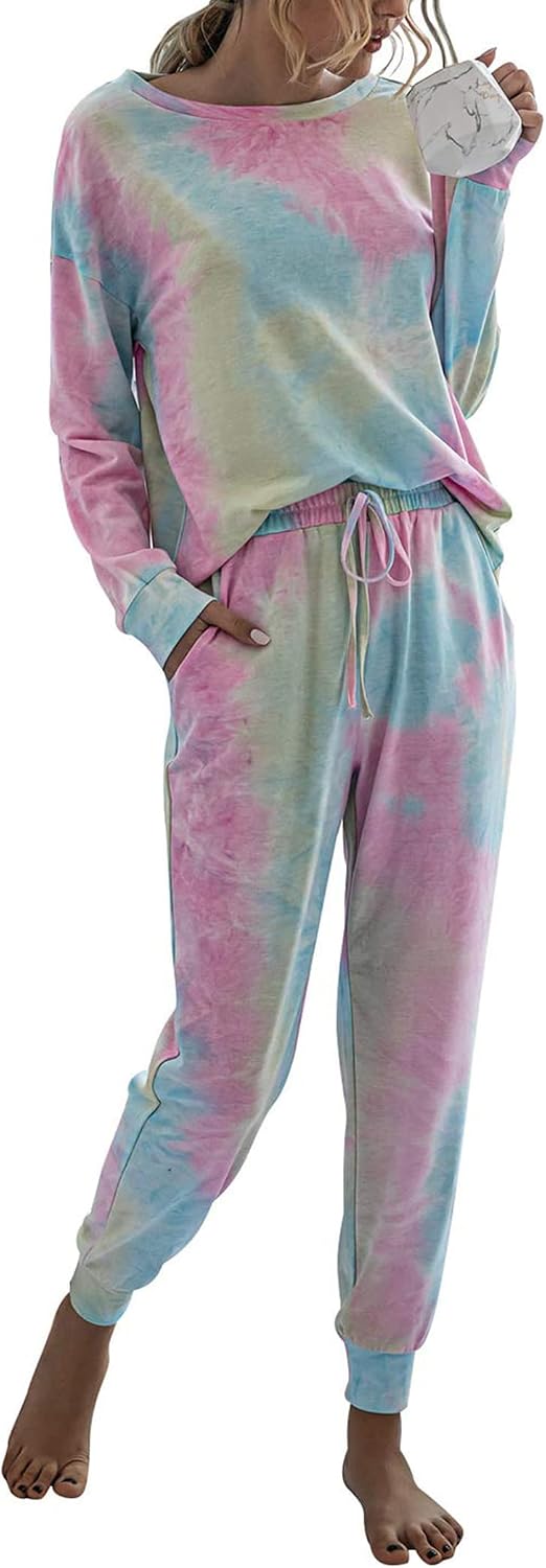 PRETTYGARDEN Women's Two Piece Loungewear Fall Casual Long Sleeve Tops Jogger Pants Pajama Sets Matching Outfits Clothing