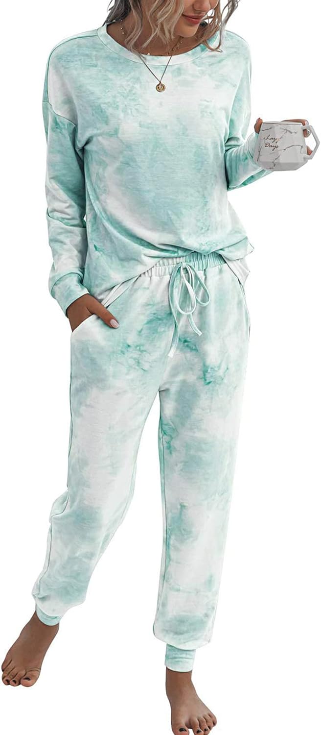 PRETTYGARDEN Women's Two Piece Loungewear Fall Casual Long Sleeve Tops Jogger Pants Pajama Sets Matching Outfits Clothing
