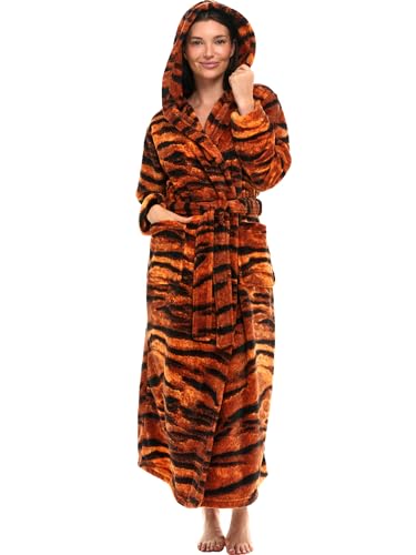 Alexander Del Rossa Womens Robe, Long Plush Bathrobe with Hood, Hooded Robes for Women Plus Size Bath Robe