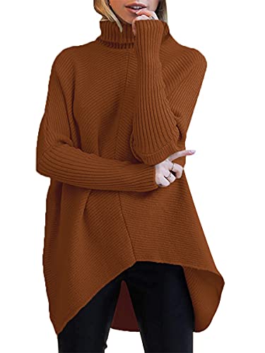 ANRABESS Womens Oversized Turtleneck Batwing Long Sleeve Casual Cozy Baggy Knit Pullover Tunic Sweater 2025 Fall Outfits