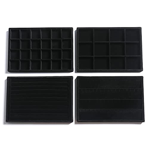 Frebeauty Stackable Velvet Jewelry Organizer Trays