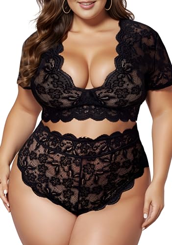 JuicyRose Plus Size 2 Piece Lace Set