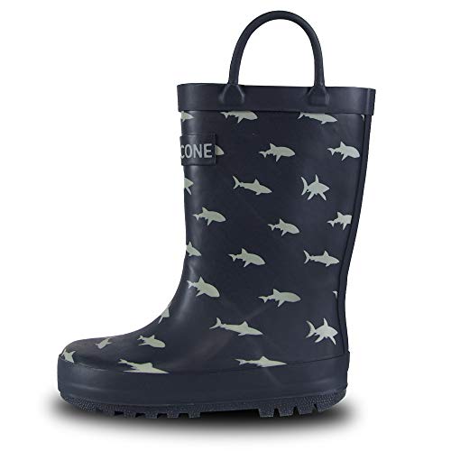 Lone Cone Kids Rain Boots for Girls & Boys  Waterproof Natural Rubber Toddler Rain Boots with Non-Slip Outsole & Easy Pull Handles  Solid, Pattern & Glitter Designs