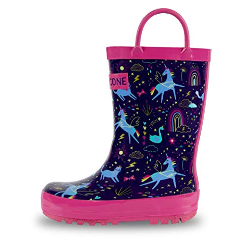 Lone Cone Kids Rain Boots for Girls & Boys  Waterproof Natural Rubber Toddler Rain Boots with Non-Slip Outsole & Easy Pull Handles  Solid, Pattern & Glitter Designs