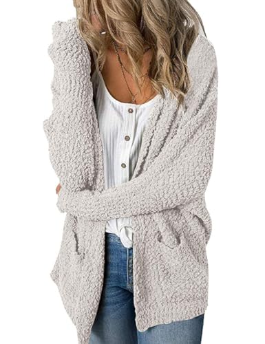 MEROKEETY Popcorn Yarn Cardigan