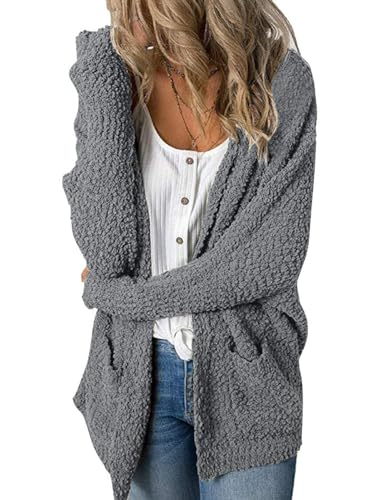 MEROKEETY Women's Long Sleeve Soft Chunky Knit Sweater Open Front Cardigans Outwear Coat