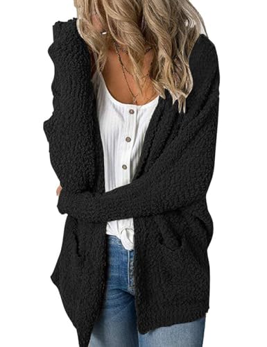 MEROKEETY Women's Long Sleeve Soft Chunky Knit Sweater Open Front Cardigans Outwear Coat