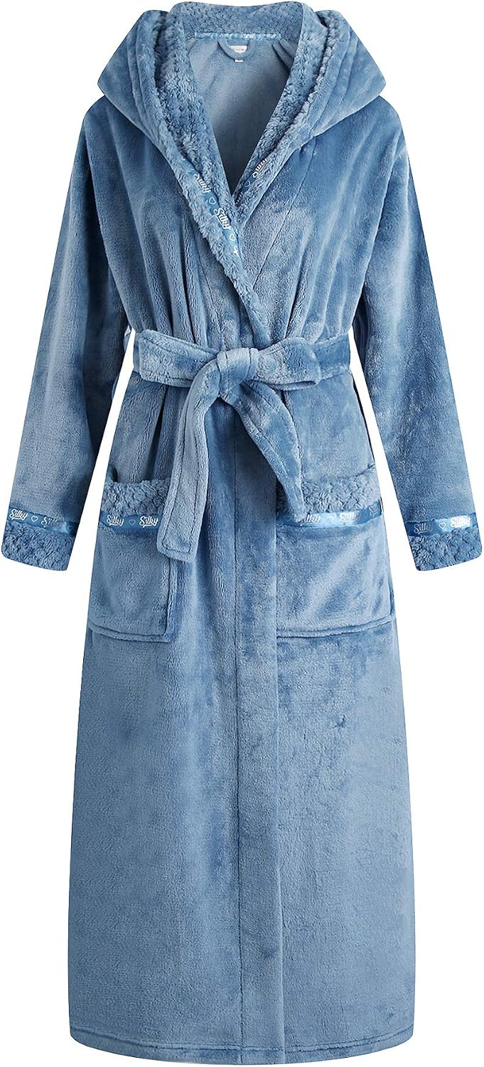 Richie House Women's Plush Soft Warm Fleece Bathrobe RH1591 (Hooded)