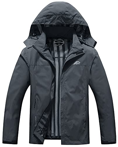 OTU Men's Lightweight Waterproof Hooded Rain Jacket