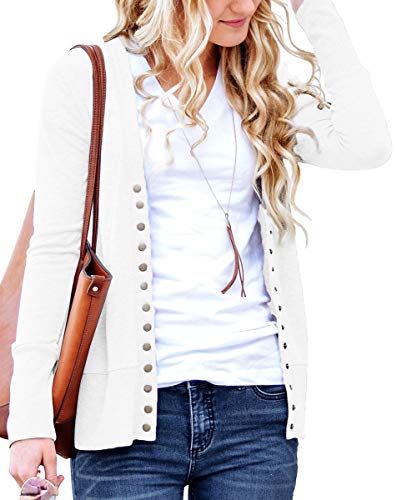 NENONA Women's Long Sleeve Lightweight Summer Cardigans Open Front Button Down Basic Soft Fall Fashion Outwear