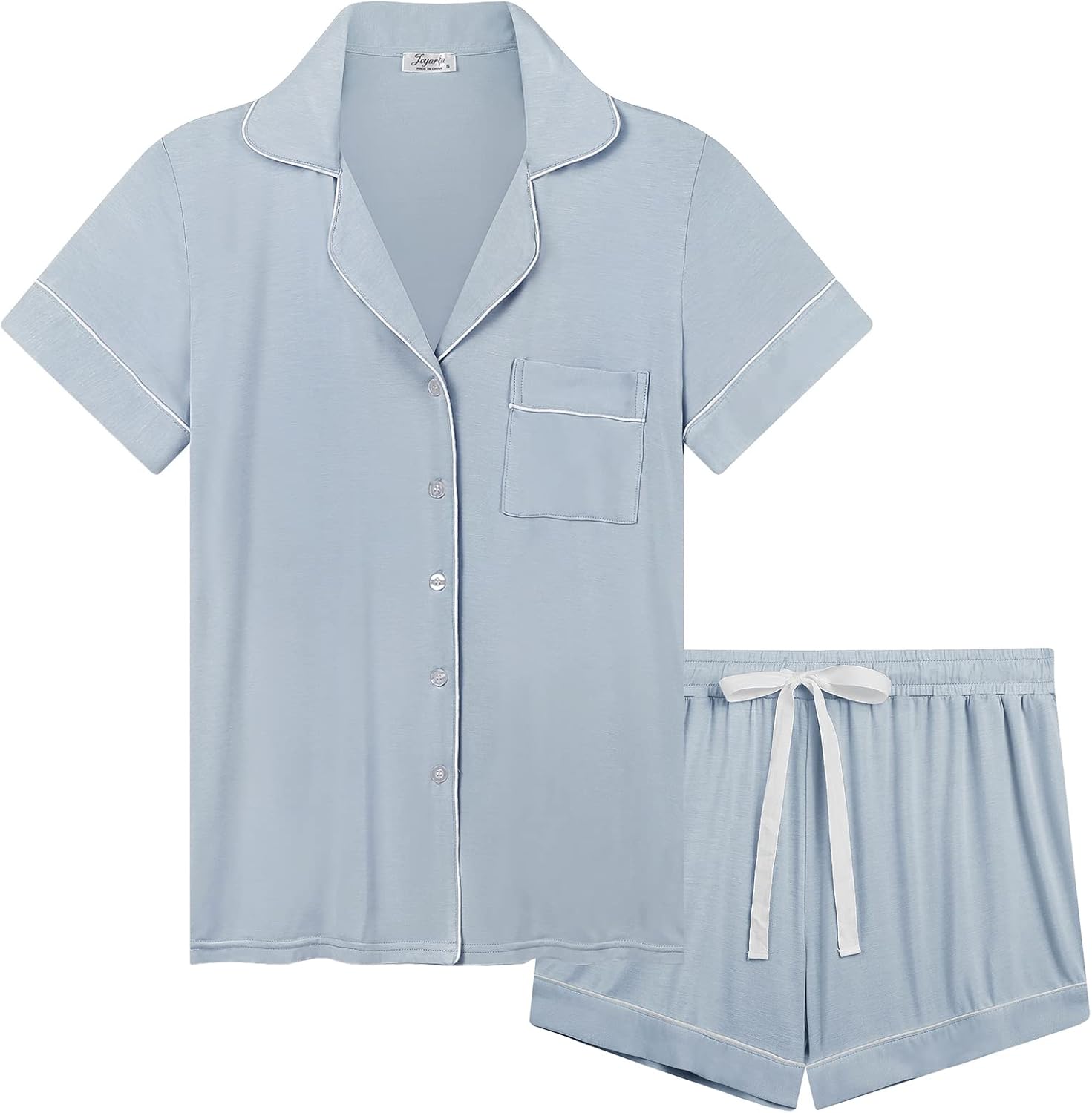 Joyaria Womens Cooling Bambo Viscose Pajamas Short Sleeve Button Down Pj Shorts Set Ultra Soft Summer Sleepwear-Small-XXL