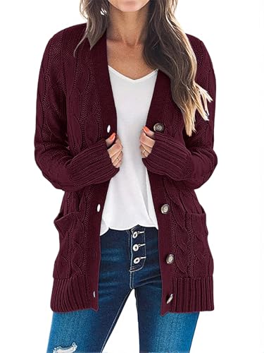 MEROKEETY Cable Knit Cardigan