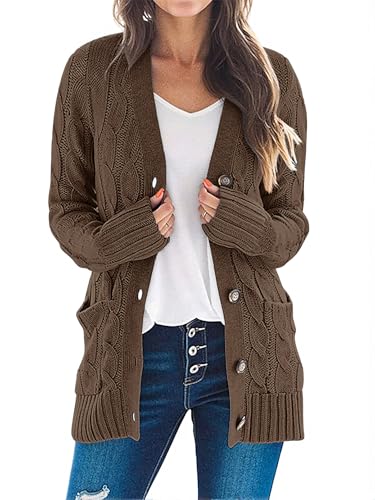 MEROKEETY Cable Knit Cardigan