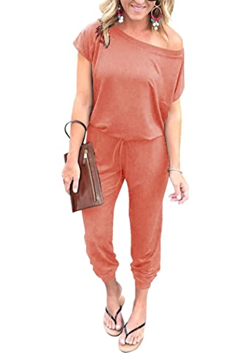 PRETTYGARDEN Jumpsuits for Women 2025 Dressy Casual Off Shoulder Romper Outfits Spring Vacation Travel Summer Lounge Clothes