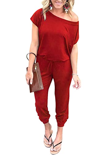 PRETTYGARDEN Jumpsuits for Women 2025 Dressy Casual Off Shoulder Romper Outfits Spring Vacation Travel Summer Lounge Clothes