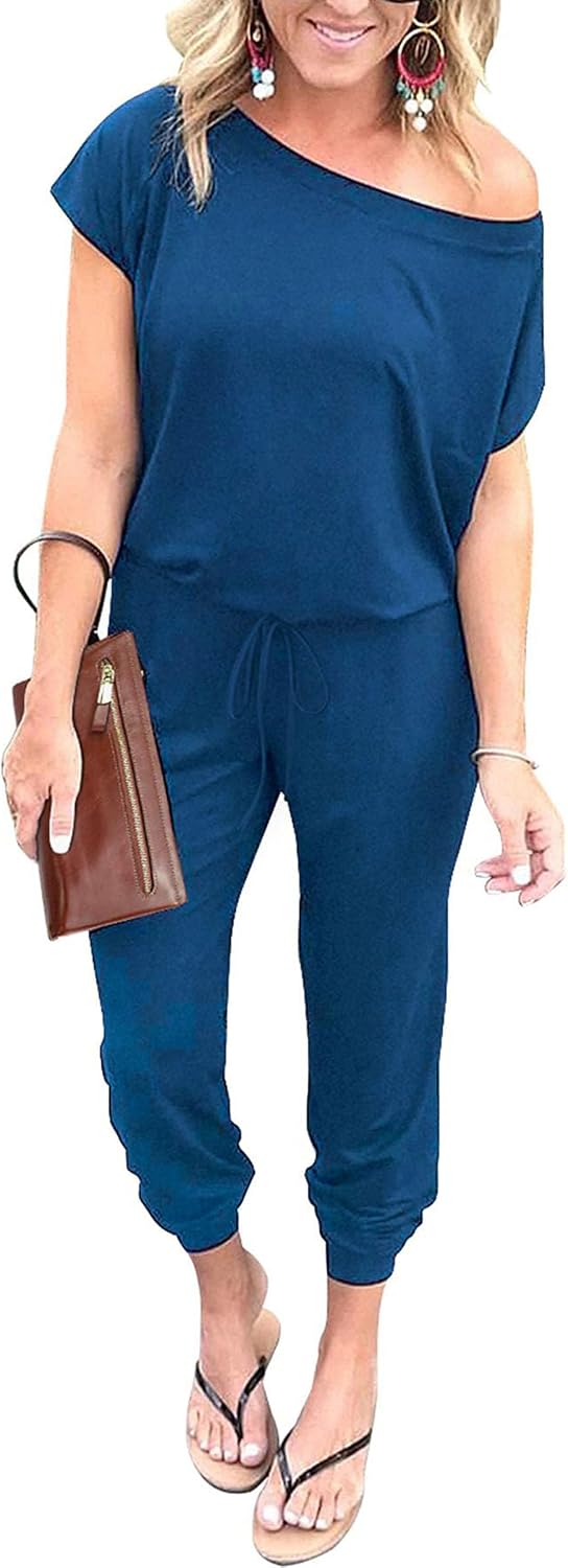 PRETTYGARDEN Jumpsuits for Women 2025 Dressy Casual Off Shoulder Romper Outfits Spring Vacation Travel Summer Lounge Clothes