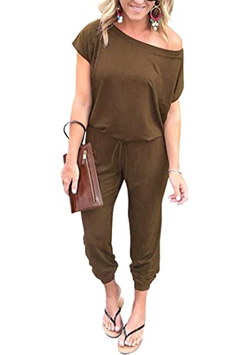 PRETTYGARDEN Jumpsuits for Women 2025 Dressy Casual Off Shoulder Romper Outfits Spring Vacation Travel Summer Lounge Clothes
