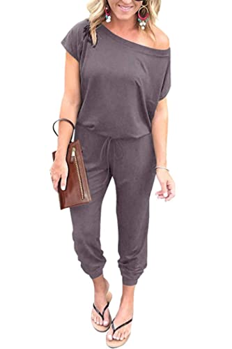 PRETTYGARDEN Jumpsuits for Women 2025 Dressy Casual Off Shoulder Romper Outfits Spring Vacation Travel Summer Lounge Clothes
