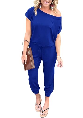 PRETTYGARDEN Jumpsuits for Women 2025 Dressy Casual Off Shoulder Romper Outfits Spring Vacation Travel Summer Lounge Clothes