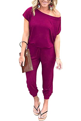 PRETTYGARDEN Jumpsuits for Women 2025 Dressy Casual Off Shoulder Romper Outfits Spring Vacation Travel Summer Lounge Clothes