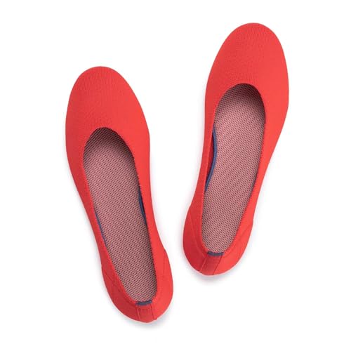 Frank Mully Womens Ballet Flat Shoes Knit Dress Shoes Round Toe Slip On Ballerina Flats for Woman Low Wedge Comfort Soft