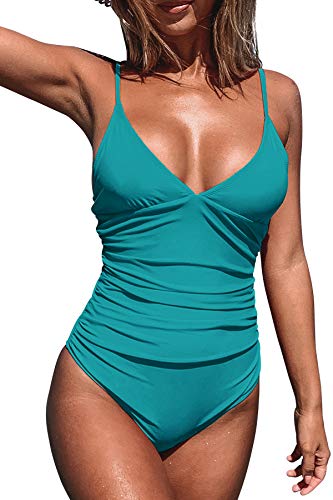 CUPSHE V Neck Shirred Tummy Control