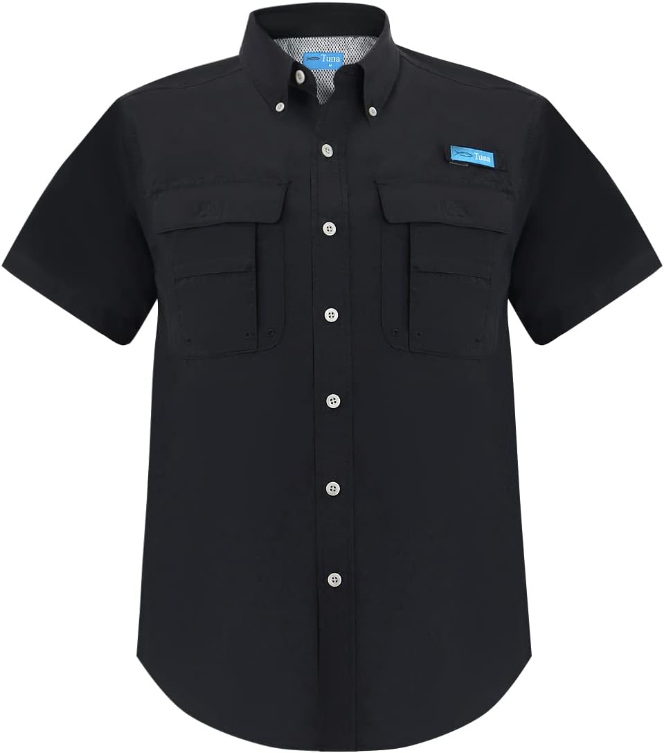 Tuna Men's UV UPF 50+ Fishing Shirts for Men Sun Protection Breathable Fast Dry SPF Hiking Short Sleeve Shirt